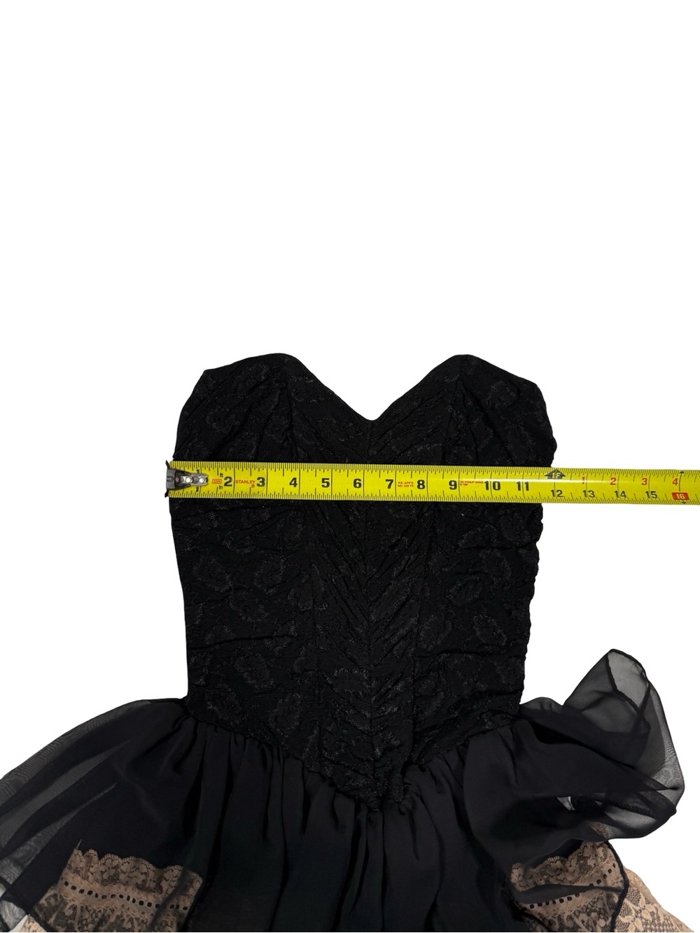 Florencia Fiume Strapless Lace Tiered Party Dress Medium Goth Coquette VTG USA - Picture 4 of 10